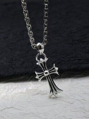 Chrome Hearts Cross Pendant Necklace | 925 Sterling Silver Cuban Chain